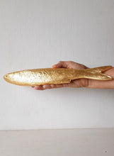 Gold fish sculpture, ceramic stunned mullet with gold leaf finish, fishing gift for him