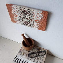 Rectangular terracotta plaque with embossed crystal pattern, Moroccan style small wall sculpture