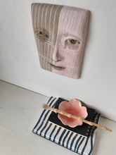 Ceramic wall mask with pink and brown stripes, 3D gallery collection