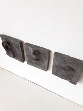 Black wall art triptych, handmade ceramic classic sculpture of face in three parts, hear no see no speak no evil