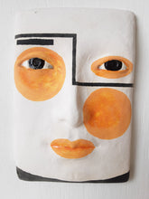 Wall plaque of female face sculpture, ceramic Sonia Delaunay cubist style art lover gift