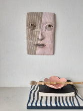 Ceramic wall mask with pink and brown stripes, 3D gallery collection