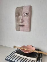 Ceramic wall mask with pink and brown stripes, 3D gallery collection