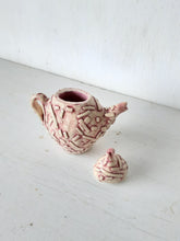 Mini pink and white teapot for soy sauce or vinegar, ceramic water dropper for water color painting