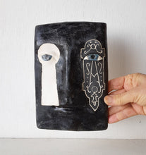 Black and white wall plaque with Parisian style keyhole feature, Modernist art lover gift