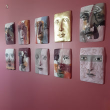 Ceramic wall mask with pink and brown stripes, 3D gallery collection