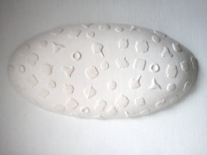 Minimalist wall sculpture, modern white ceramic oval design, Arctic Scandi style art gift