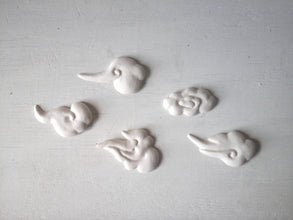 White cloud fridge magnets, set of 5 Chinese clouds, minimalist Asian decor