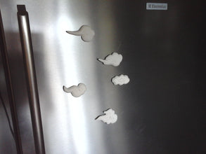 White cloud fridge magnets, set of 5 Chinese clouds, minimalist Asian decor