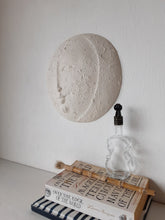 White ceramic moon sculpture for nursery wall, new baby bedroom art gift