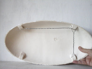 Minimalist wall sculpture, modern white ceramic oval design, Arctic Scandi style art gift