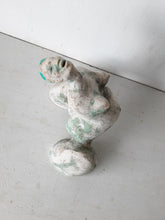 Birth mother sculpture, ceramic female figure giving birth to blue baby, doula art midwife gift