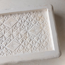 Rectangular terracotta plaque with embossed crystal pattern, Moroccan style small wall sculpture