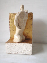 Nude male ceramic sculpture with bookend plinth, naked man in antique white crackle glaze, gay gift