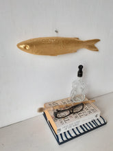 Gold fish sculpture, ceramic stunned mullet with gold leaf finish, fishing gift for him