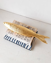 Gold fish sculpture, ceramic stunned mullet with gold leaf finish, fishing gift for him