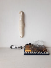 White wall hanging sculpture, with crazed and crackle glazes, modern ceramic art