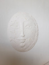 White ceramic moon sculpture for nursery wall, new baby bedroom art gift