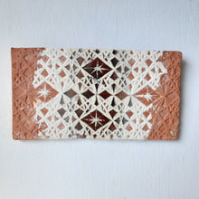 Rectangular terracotta plaque with embossed crystal pattern, Moroccan style small wall sculpture