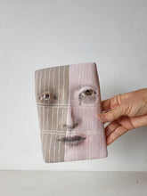 Ceramic wall mask with pink and brown stripes, 3D gallery collection