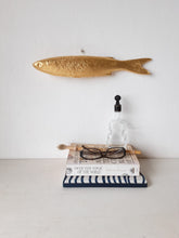 Gold fish sculpture, ceramic stunned mullet with gold leaf finish, fishing gift for him