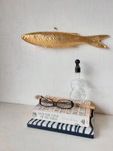 Gold fish sculpture, ceramic stunned mullet with gold leaf finish, fishing gift for him