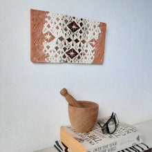 Rectangular terracotta plaque with embossed crystal pattern, Moroccan style small wall sculpture