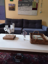 White sculpture with five organic ceramic shapes on a timber plinth, Modernist coffee table art