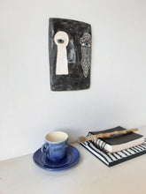 Black and white wall plaque with Parisian style keyhole feature, Modernist art lover gift