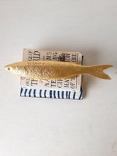 Gold fish sculpture, ceramic stunned mullet with gold leaf finish, fishing gift for him