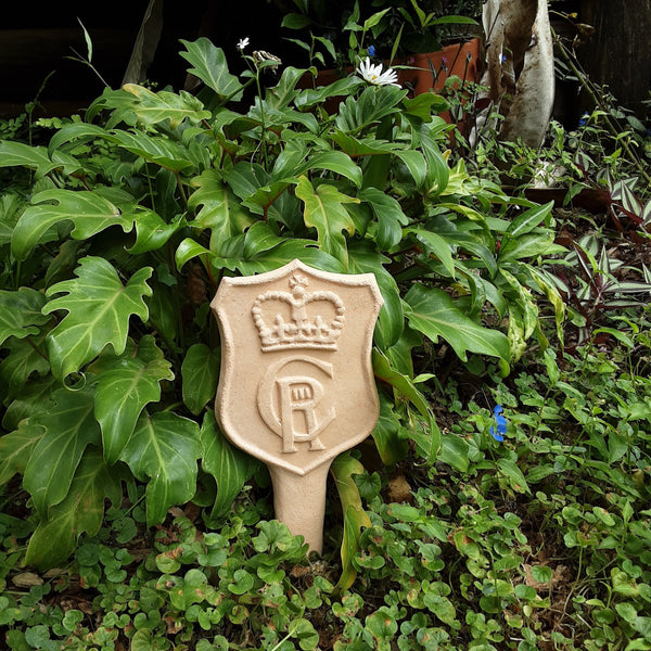 King Charles memorial plant marker, terracotta ornament for garden, housewarming gift for royalist