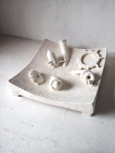 White square sculpture centrepiece, stylized amoeba ceramic art, science gift